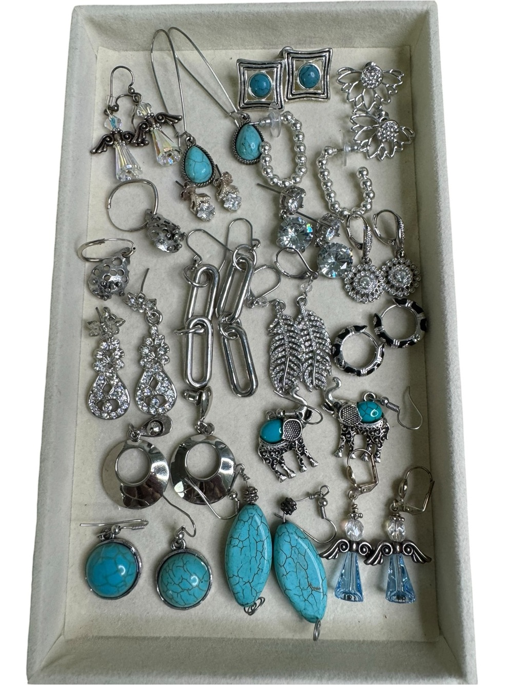Turquoise and Silver Earrings Bundle - Women’s Costume Jewelry